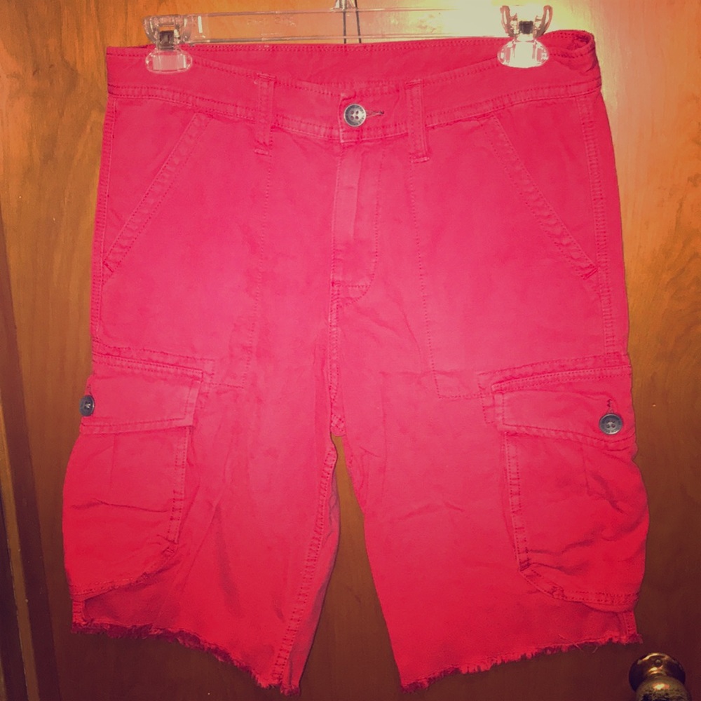True Religion Red Cargo Shorts